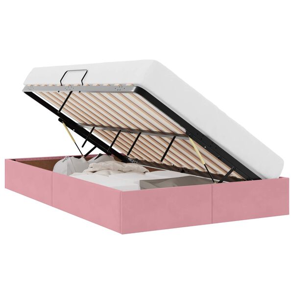 vidaXL Aufbewahrungsbett mit Speicher Rosa 120 x 200 cm Samt