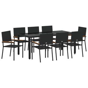 vidaXL Garten Essgruppe 9 stk. Schwarz Poly-Rattan