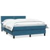 vidaXL Boxspringbett mit Matratze Dunkelblau 160x220 cm Samt