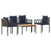 vidaXL Gartenm&ouml;bel-Set 4 pcs Grau und Marineblau Poly-Rattan