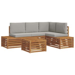 vidaXL Outdoor-Sofagarnitur Nat&uuml;rlich und Hellgrau 59 x 59 x 37 cm