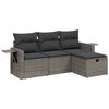 vidaXL 4-tlg. Garten-Sofagarnitur mit Kissen Grau Poly Rattan
