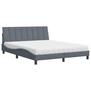 vidaXL Bett mit Matratze "Hanko" Dunkelgrau 160x200 cm Samt