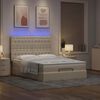 vidaXL Ottoman-Bett mit Matratze & LEDs Creme 140x190 cm Stoff