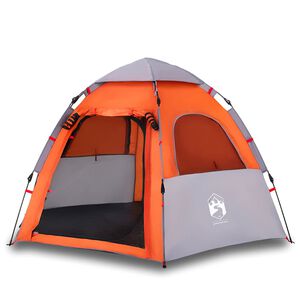 vidaXL Campingzelt 4 Personen Grau und Orange Quick Release