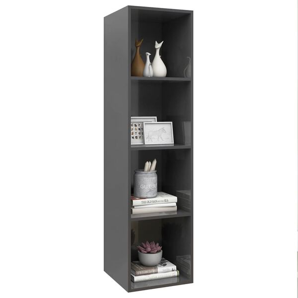 vidaXL TV-Wandschrank Hochglanz-Grau 37x37x142,5 cm Holzwerkstoff