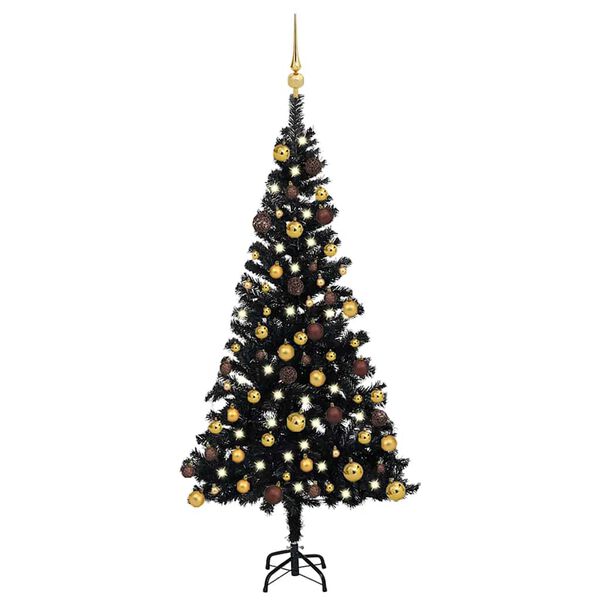 vidaXL K&uuml;nstlicher Weihnachtsbaum Beleuchtung & Kugeln Schwarz 120 cm