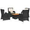 vidaXL 5-tlg. Garten-Lounge-Set mit Kissen Schwarz Poly Rattan