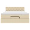 vidaXL Ottoman-Bett mit Matratze Creme 140x190 cm Stoff