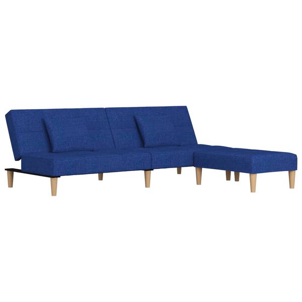 vidaXL Schlafsofa 2-Sitzer mit 2 Kissen & Hocker Blau Stoff