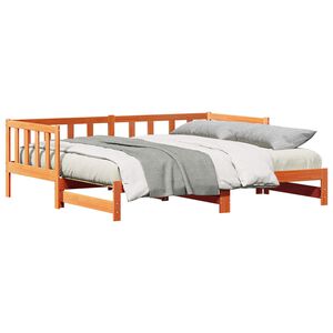 vidaXL Ausziehbares Tagesbett Wachsbraun 203,5 x 164 x 66 cm