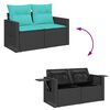 vidaXL 6-tlg. Garten-Sofagarnitur mit Kissen Schwarz Poly Rattan