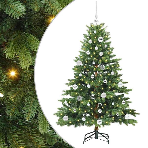 vidaXL K&uuml;nstlicher Weihnachtsbaum mit 150 LEDs Gr&uuml;n 150 cm PE und PVC