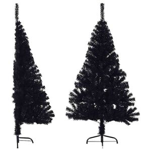 vidaXL K&uuml;nstlicher Halb-Weihnachtsbaum mit St&auml;nder Schwarz 150 cm PVC