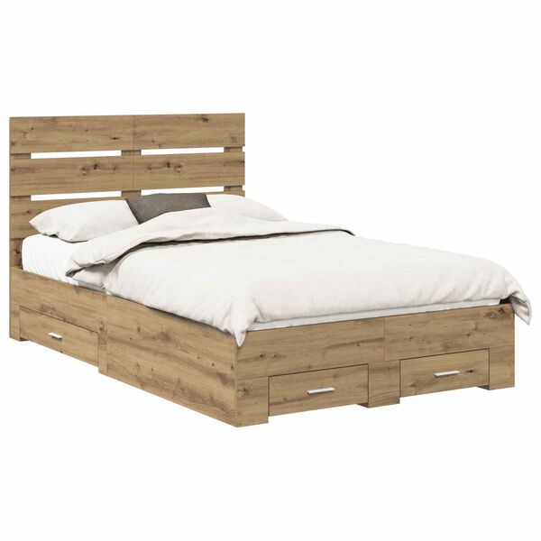 vidaXL Bettrahmen Artisan-Eiche 120 x 190 cm Holzwerkstoff