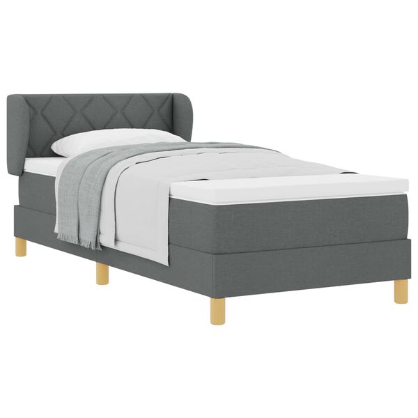 vidaXL Boxspringbett mit Matratze Dunkelgrau 100 x 200 cm Stoff