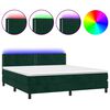 vidaXL Boxspringbett mit Matratze & LED Dunkelgr&uuml;n 160x200 cm Samt