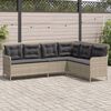 vidaXL Gartensofa in L-Form mit Kissen Hellgrau Poly Rattan