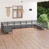 vidaXL 10-tlg. Garten-Lounge-Set Grau Massivholz Kiefer