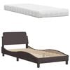 vidaXL Bett mit Matratze "Hanko" Dunkelbraun 80x200 cm Stoff