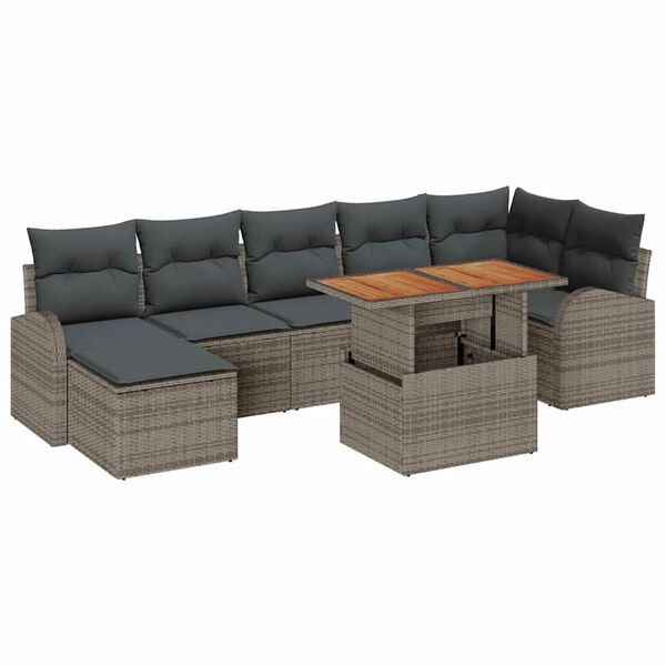 vidaXL Garten-Sofa-Set mit Kissen 8 pcs Grau