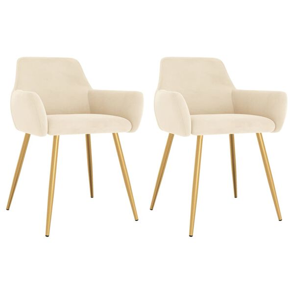 vidaXL Esszimmerst&uuml;hle 2 Stk. Creme Samt