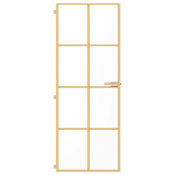 vidaXL Innentür Schlank Golden 76x201,5 cm Hartglas und Aluminium