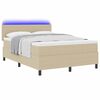 vidaXL LED Boxspringbett Hellgrau und Wei&szlig; 140 x 200 cm Cordstoff
