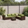 vidaXL 7-tlg. Garten-Lounge-Set mit Kissen Braun Poly Rattan