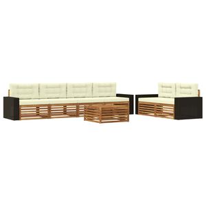 vidaXL Outdoor-Sofagarnitur 7 stk. Natur und Creme Polyester