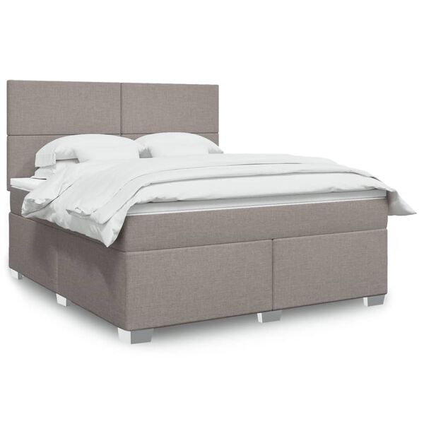 vidaXL Boxspringbett mit Matratze Taupe 180x200 cm Stoff