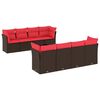 vidaXL 9-tlg. Garten-Sofagarnitur mit Kissen Braun Poly Rattan