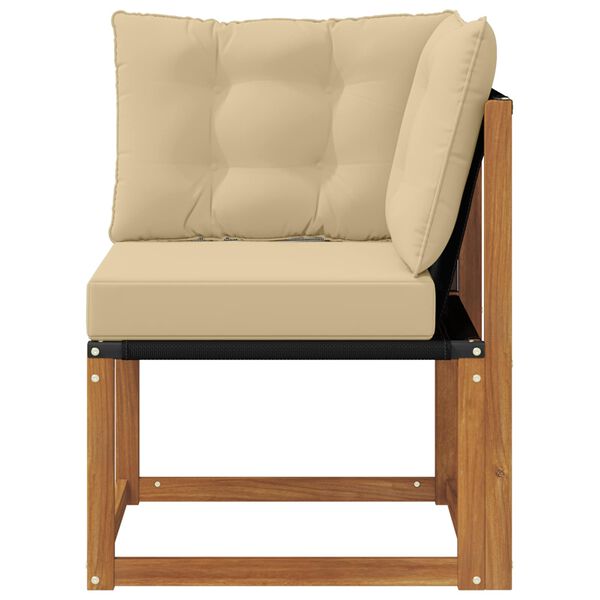 vidaXL Outdoor Ecksofa Massivholz Akazie und Textilene-Stoff Natur