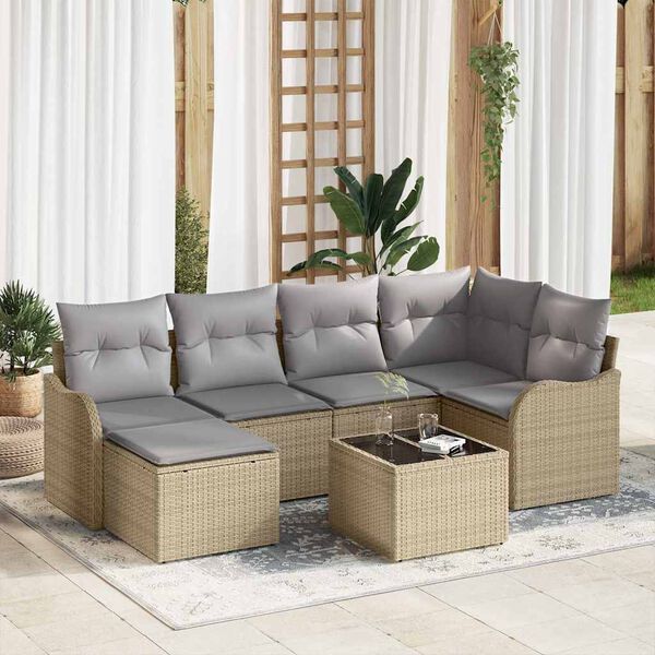 vidaXL Gartensofa-set Beige Poly-Rattan