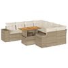 vidaXL 9-tlg. Garten-Sofagarnitur mit Kissen Beige Poly Rattan