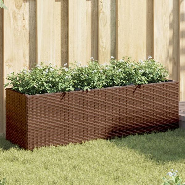 vidaXL Pflanzk&uuml;bel mit 3 T&ouml;pfen 2 Stk. Braun 105x30x32 cm Poly Rattan