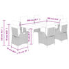 vidaXL 7-tlg. Garten-Essgruppe mit Kissen Hellgrau Poly Rattan