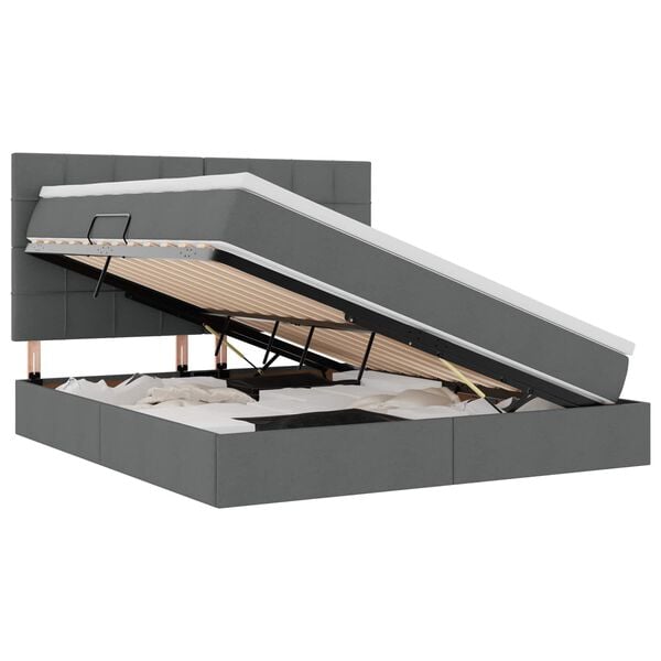 vidaXL Bett mit Stauraum und LED Dunkelgrau 180 x 200 cm Polyester