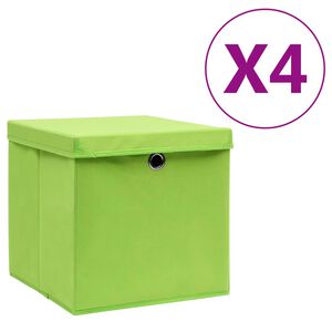 vidaXL Aufbewahrungsboxen mit Deckeln 4 Stk. 28x28x28 cm Gr&uuml;n