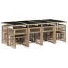 vidaXL 13-tlg. Garten-Essgruppe mit Kissen Beige Poly Rattan