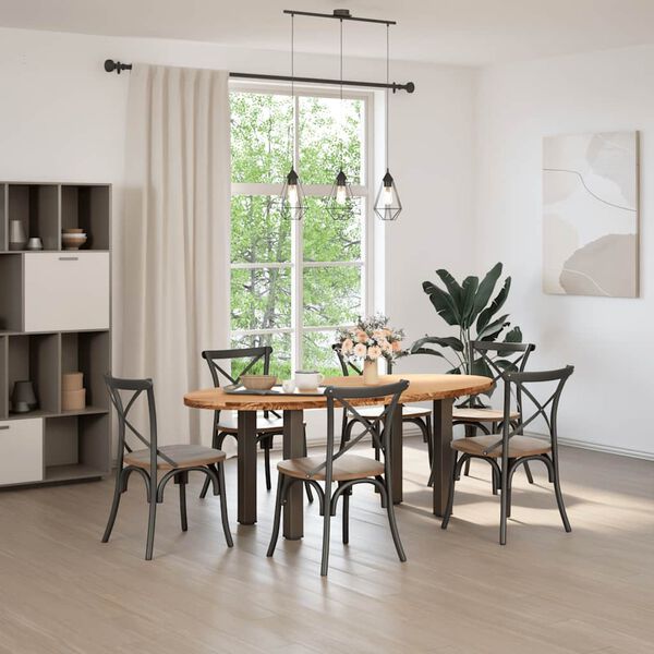 vidaXL Esstisch Hellbraun 200x100x74 cm Massivholz Eiche Oval