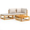 vidaXL 4-tlg. Garten-Lounge-Set mit Hellgrauen Kissen Massivholz