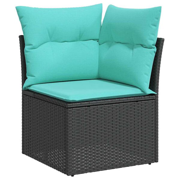 vidaXL 10-tlg. Garten-Sofagarnitur mit Kissen Schwarz Poly Rattan
