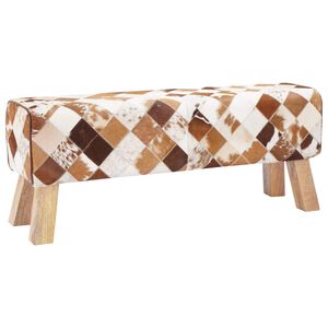 vidaXL Bank 110 x 30 x 45 cm Echtes Leder Braun-Patchwork