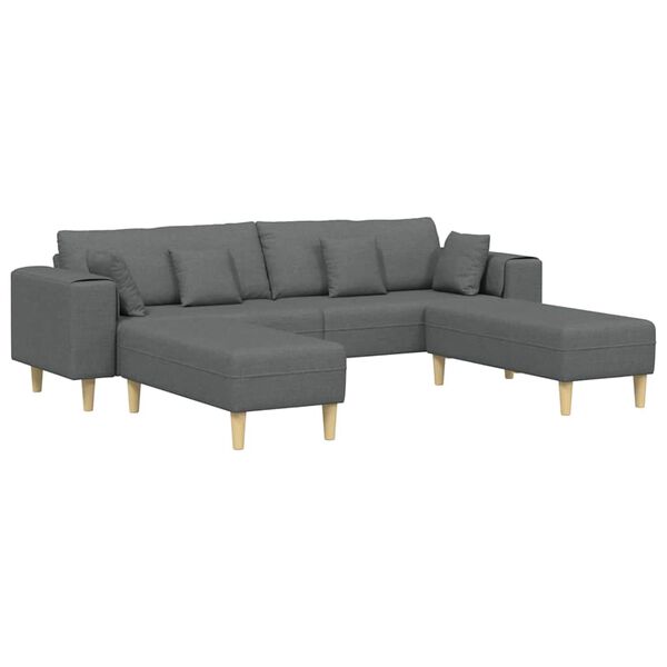 vidaXL Stoffsofa mit Kissen Dunkelgrau 208 cm Stoff