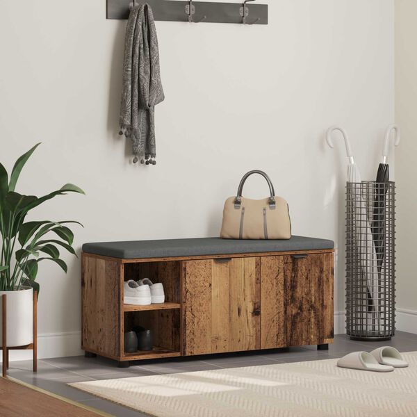 vidaXL Flurbank mit Kissen Uni Altholz 100 x 38 x 46 cm