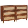 vidaXL Sideboard Set 2 stk. 60 x 33,5 x 75 cm Massivholz Mango Braun