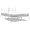 vidaXL Bettgestell mit Kopfteil Metall Wei&szlig; 135x190 cm