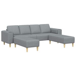vidaXL Wohnzimmer Couch 3 stk. Hellgrau Polyester