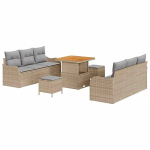 vidaXL Garten-Sofa-Set mit Kissen 9 pcs Beige und Hellgrau